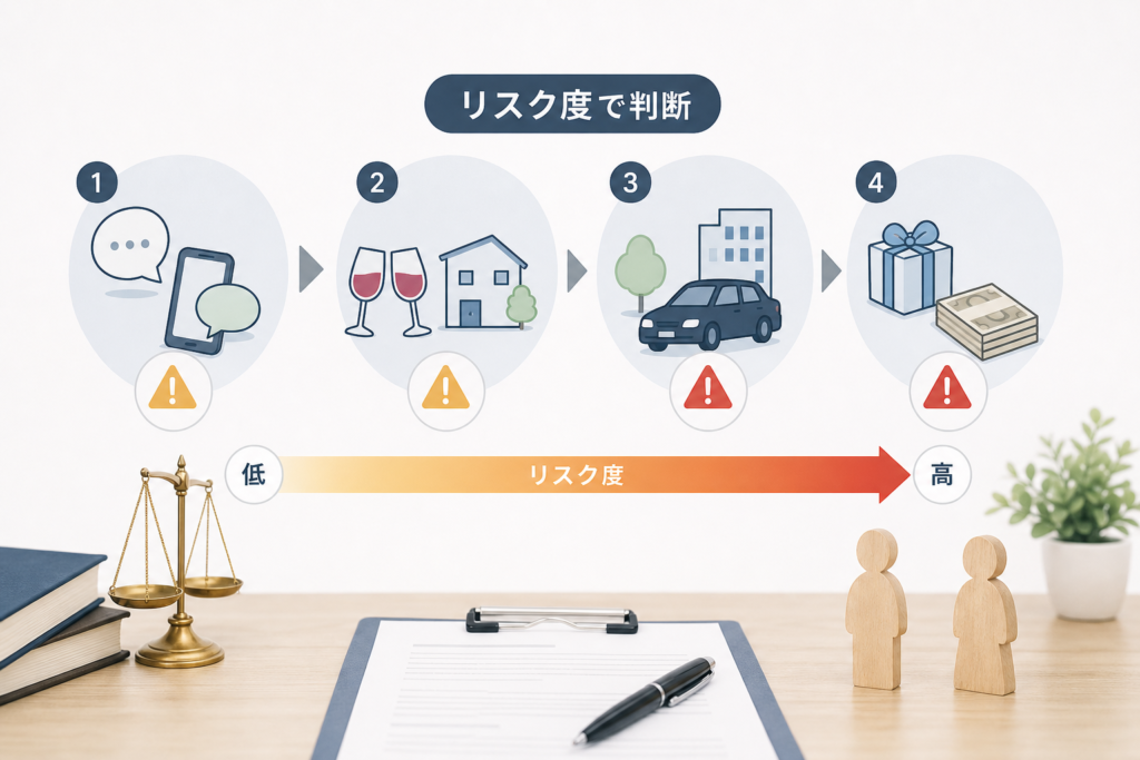 具体行為で知る不倫の幇助になるパターンとリスク度