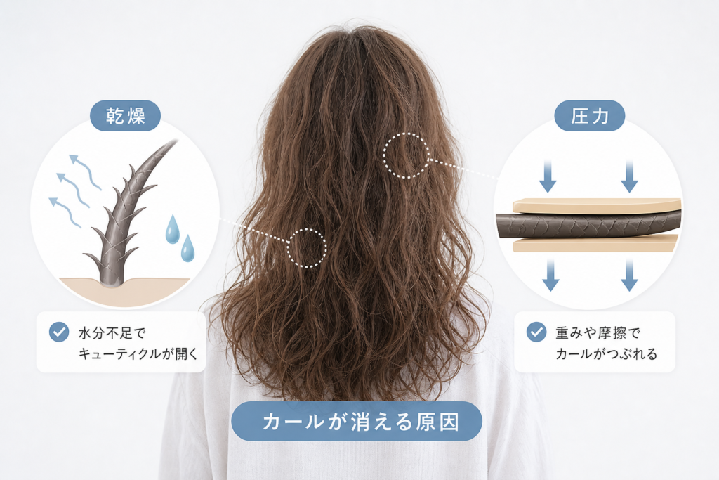 パーマのカールが消える乾燥と圧力の仕組み