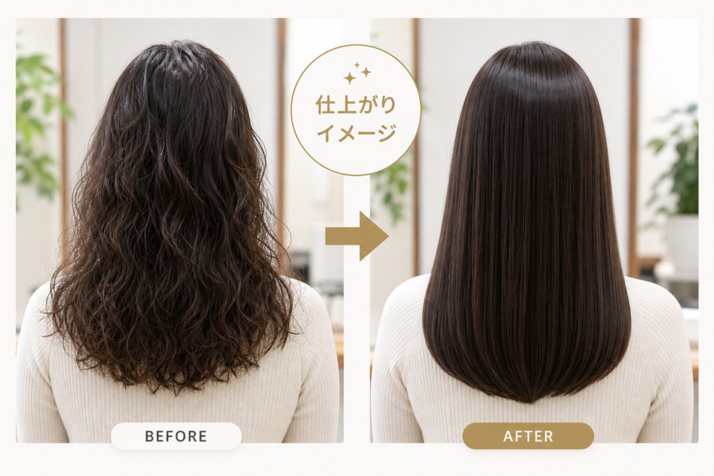 パーマを落としたい時のBeforeAfterと仕上がりイメージ