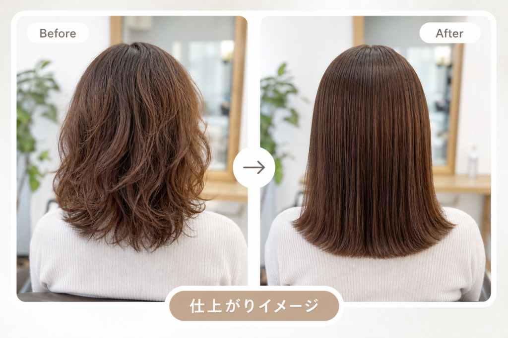 パーマを落としたい時のBeforeAfterと仕上がりイメージ