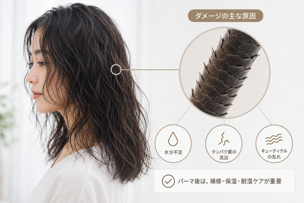 パーマ後の髪が傷む理由と適切なトリートメントが必要な背景