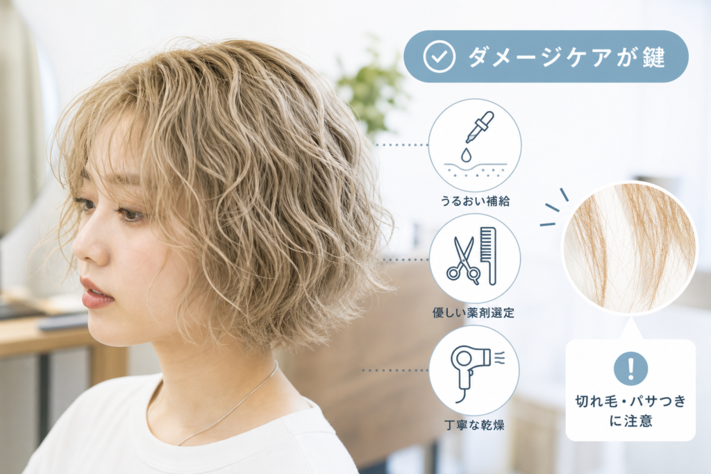 ブリーチ毛でのぺこパーマ｜施術OKな状態と注意点