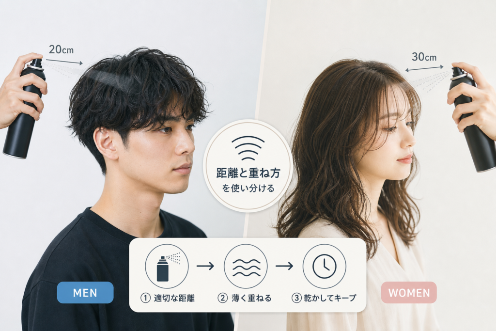 メンズパーマとレディースウェーブで違うスプレー固めのコツ