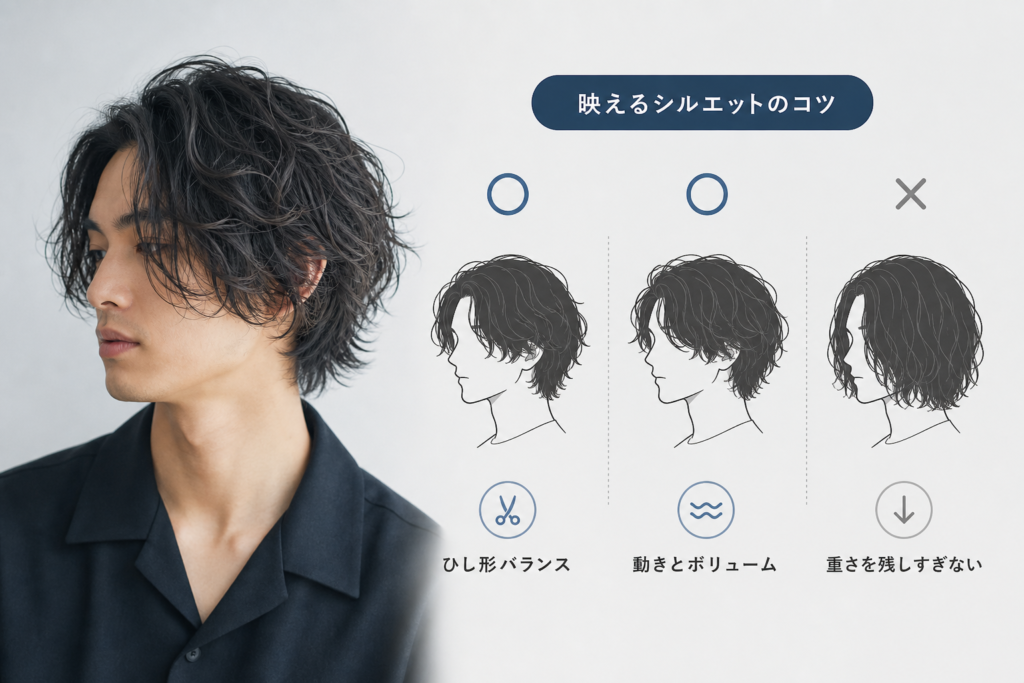 メンズミディアムパーマで長めスタイルが映えるシルエット選びのコツ