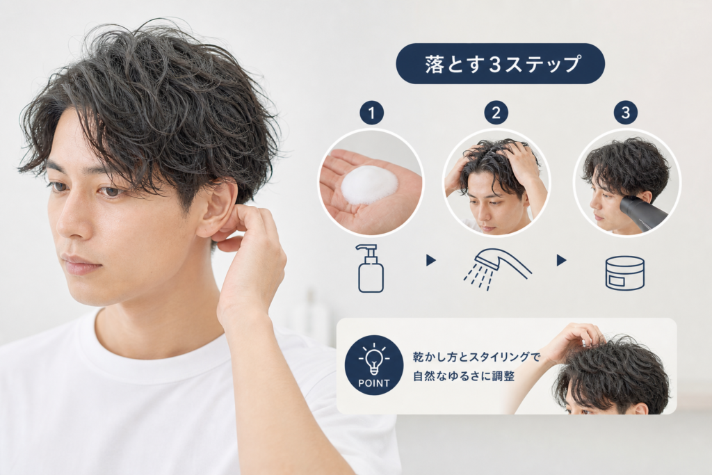 メンズ向けかかりすぎたパーマを落とす方法とセット術