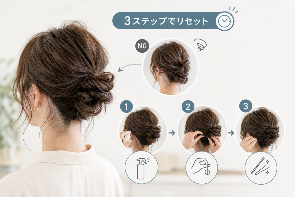 仕事中の崩れ対策！パーマまとめ髪の失敗パターンと即座リセット法