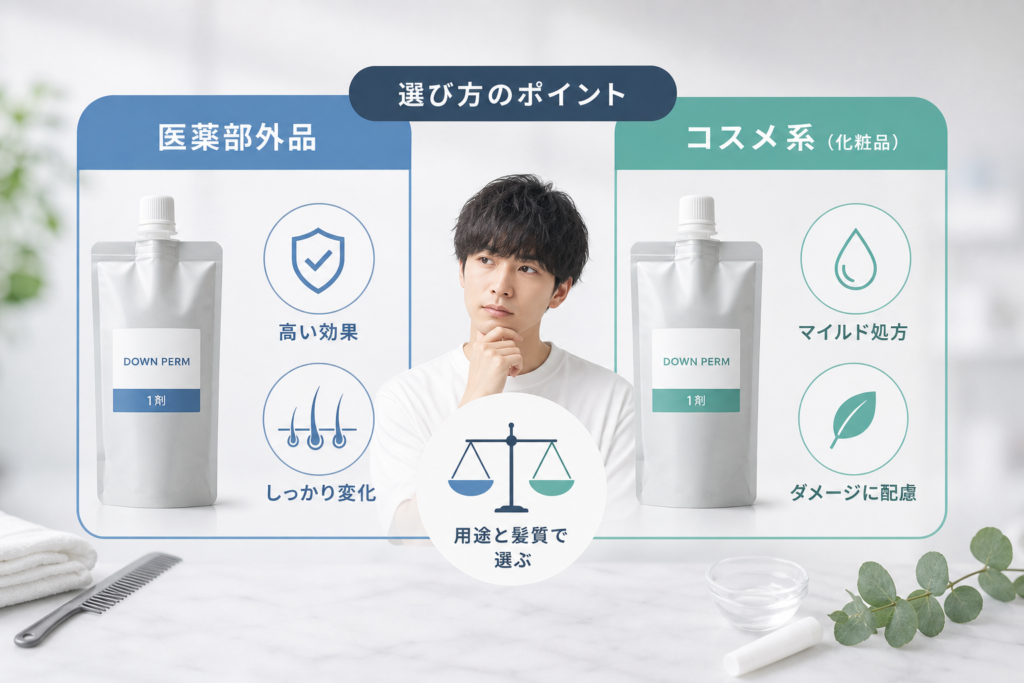 医薬部外品とコスメ系の違い！ダウンパーマ市販パーマ液の選び方