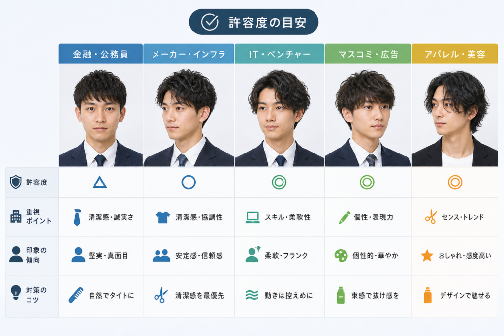 就活パーマの業界・企業別の許容度と基準の違い
