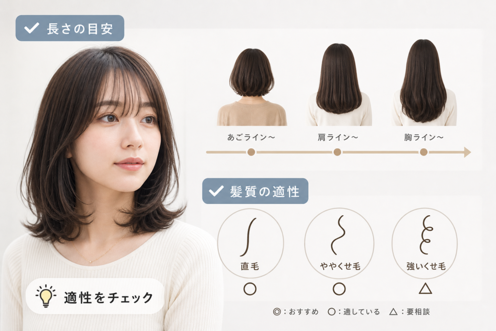 毛先パーマに必要な長さと髪質の適性をチェック