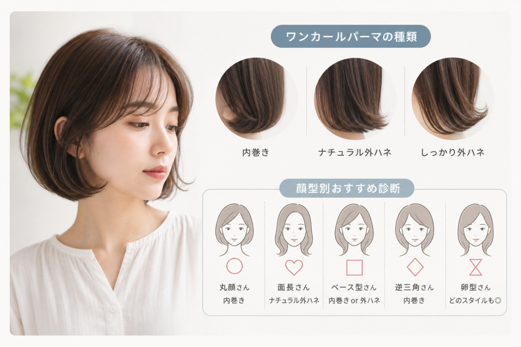 毛先ワンカールパーマの種類とボブに合うスタイル診断