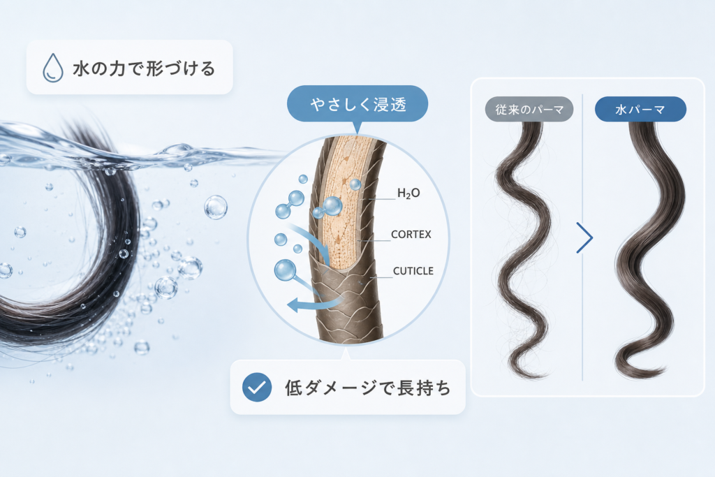 水パーマの仕組みと他パーマとの違いから見るもちの特性