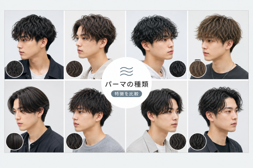 流行の男子パーマを種類別にイメージと特徴で紹介