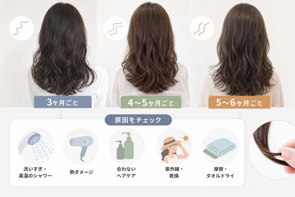種類別にチェック！パーマは何ヶ月ごとがおすすめと取れやすい原因