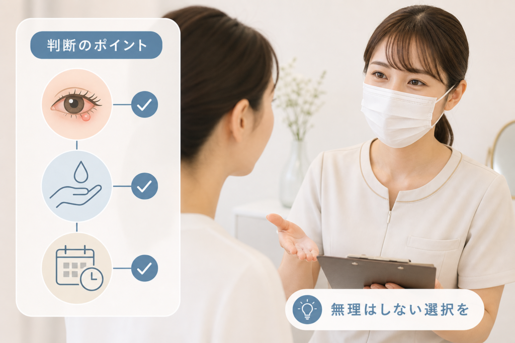 ものもらいがある時のまつ毛パーマ受け方と判断基準