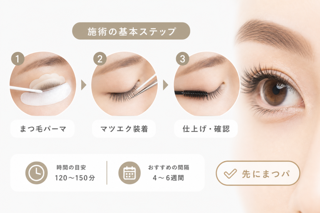 マツパとマツエクの同時施術：順番とタイミングの実際