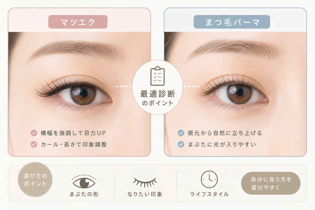 一重・奥二重向けマツエクとまつ毛パーマの最適診断