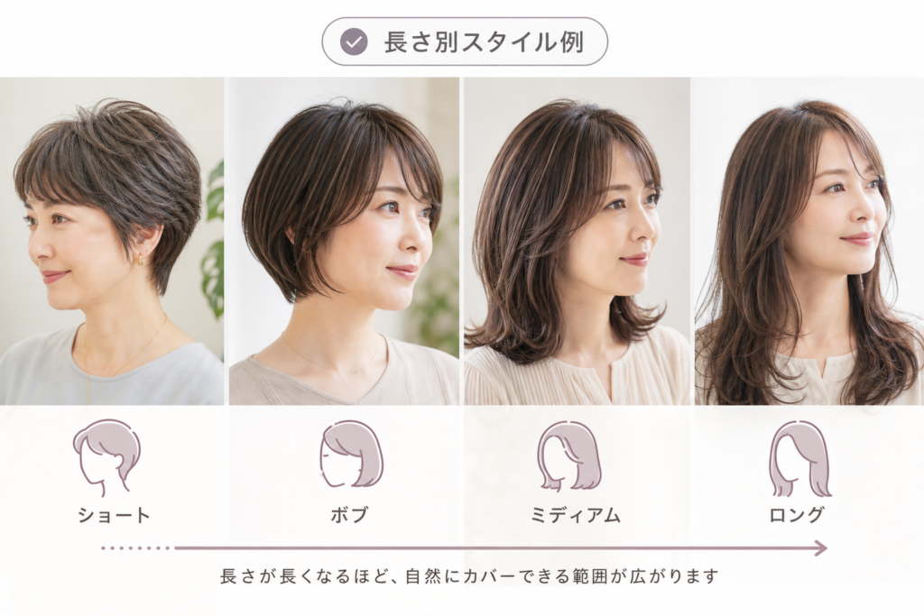 女性向け長さ別スタイル：ショート・ボブ・ミディアム・ロングの白髪カバー法