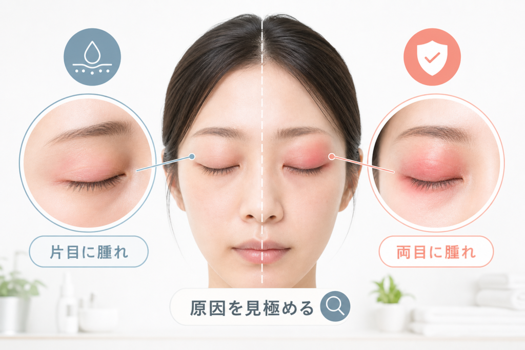 片目と両目で異なるまつ毛パーマの腫れ症状!化学熱傷とアレルギーの見分け方