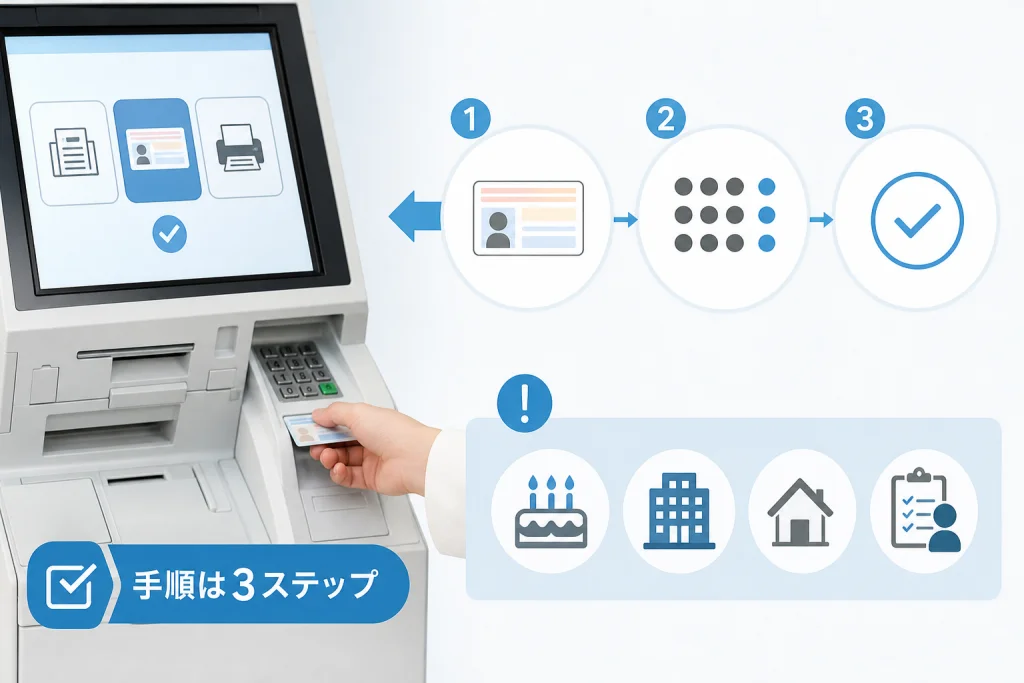 コンビニのマルチコピー機で署名用暗証番号を初期化・再設定する手順