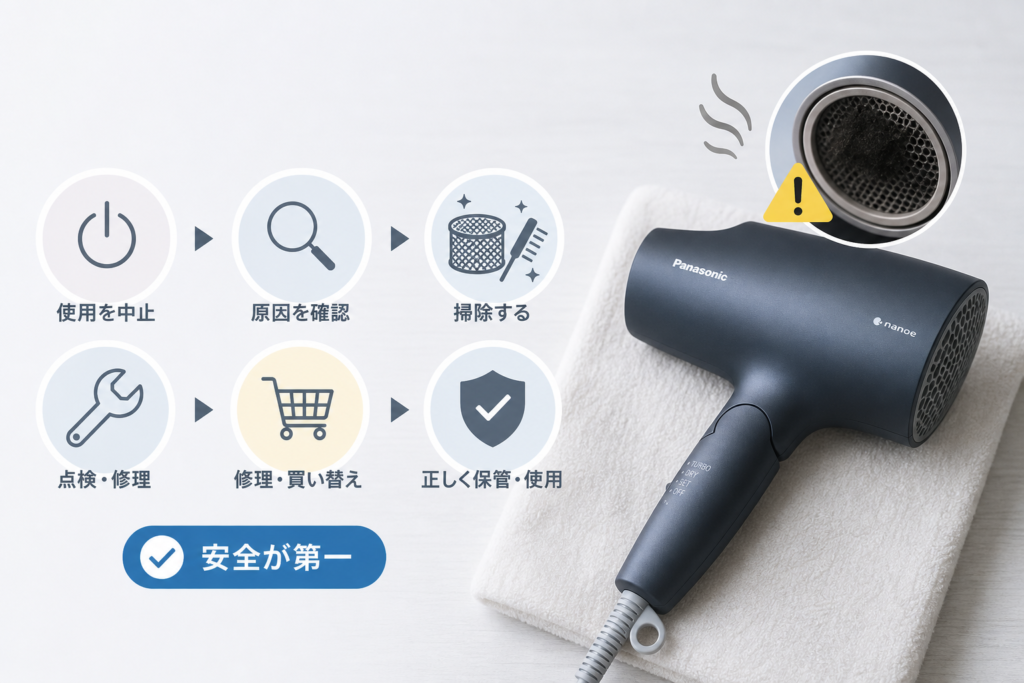 パナソニック製ドライヤーが焦げ臭くなる主な原因