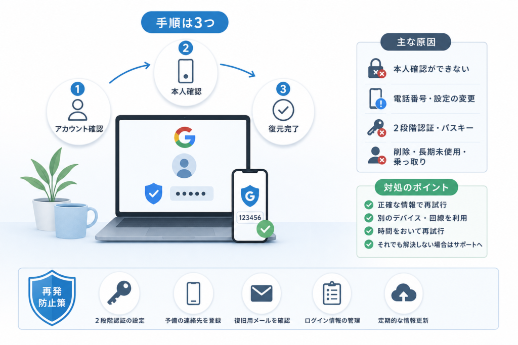個人用Googleアカウントを復元する手順