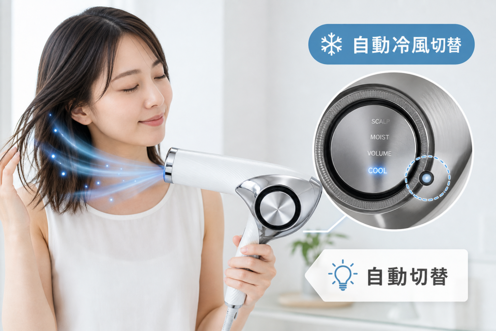 原因1：センシング機能で自動的に冷風へ切り替わっている
