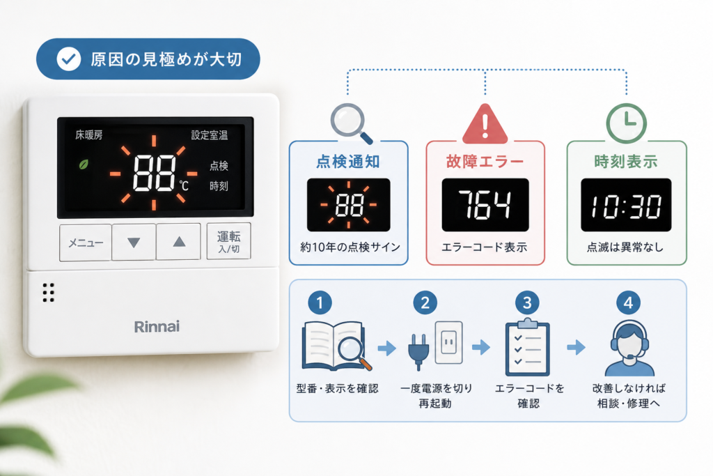 床暖房のエラーコード764と、型番確認が必要な表示
