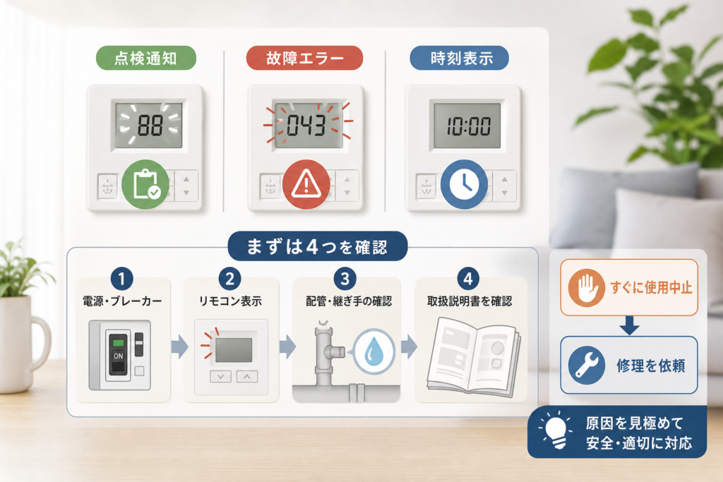 点検通知・故障エラー・時刻表示を分けて読む