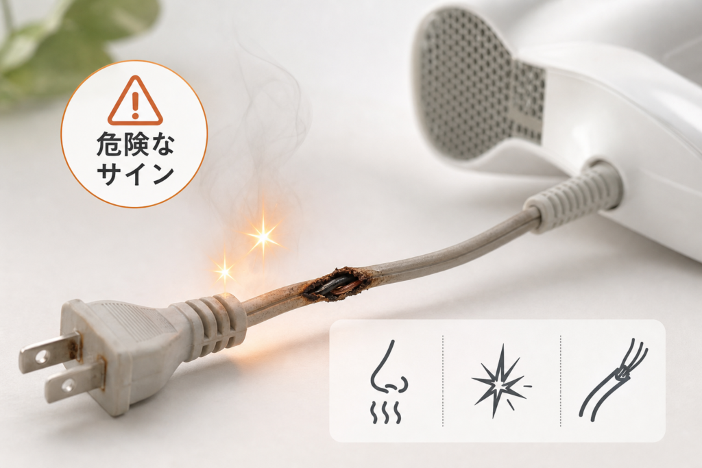 焦げ臭い・火花・コード断線を疑う症状