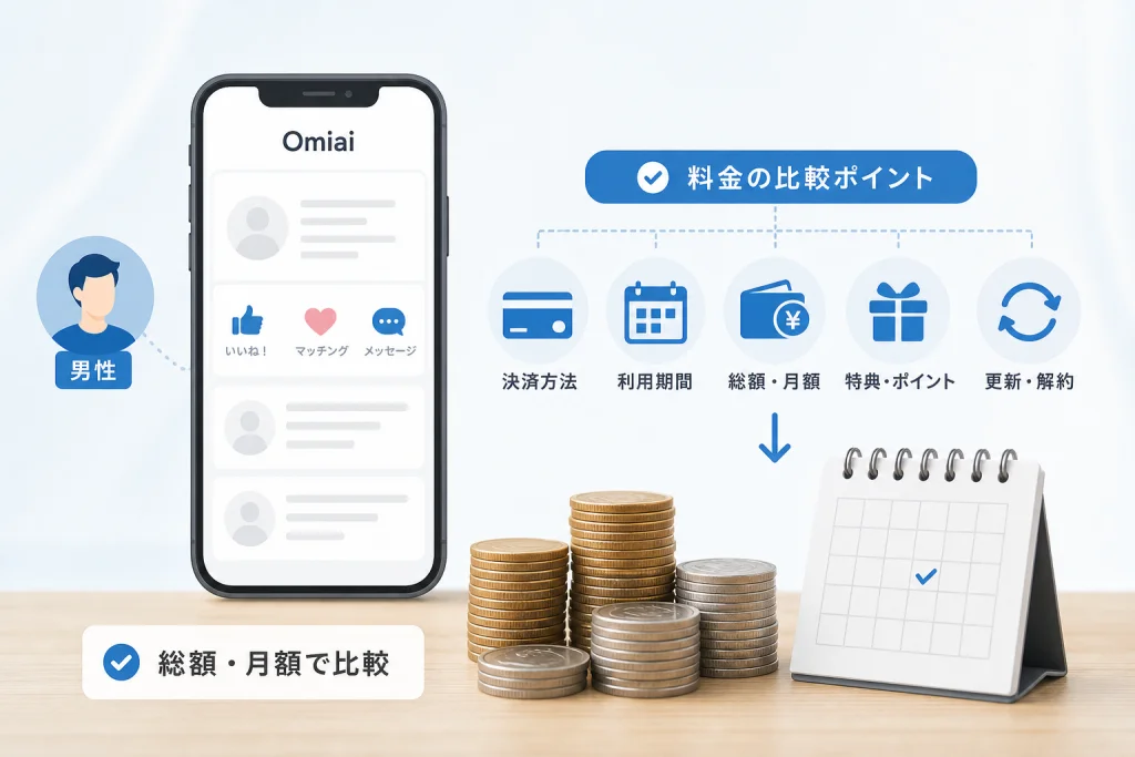 男性のOmiai料金はどう比べる？決済別の総額と月額換算