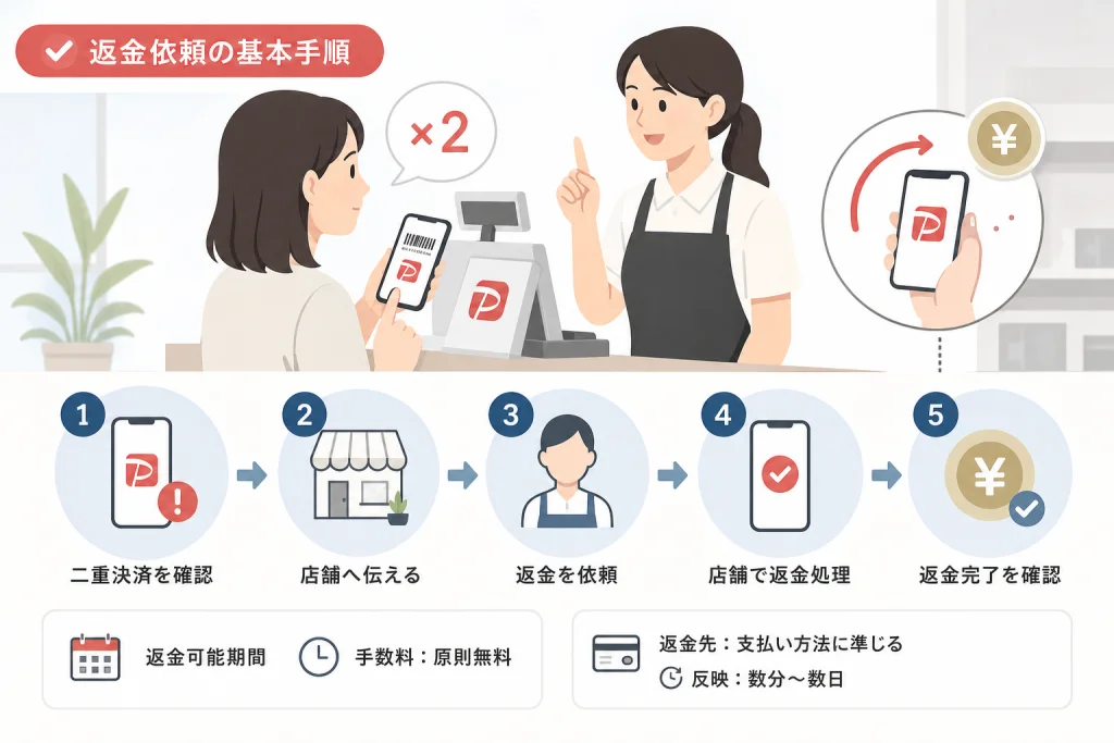 PayPay二重決済の返金を店舗へ依頼する手順