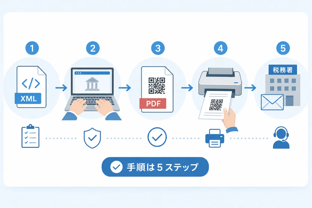 QRコード付きPDFを作成する流れ