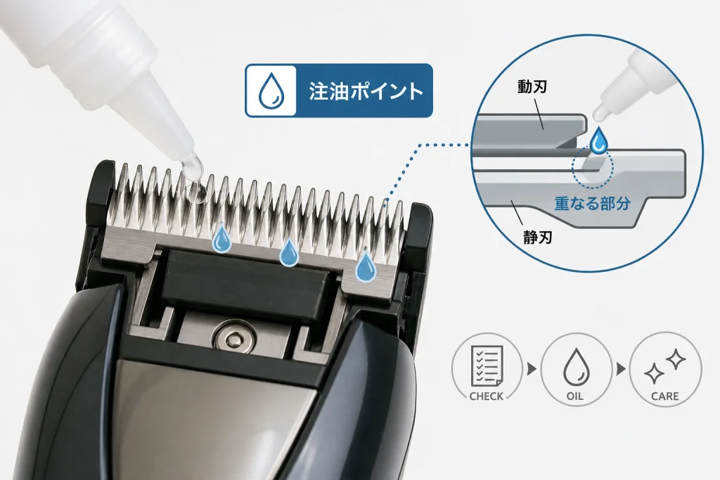 どこに油を差す？刃の位置と注油指定を見分ける