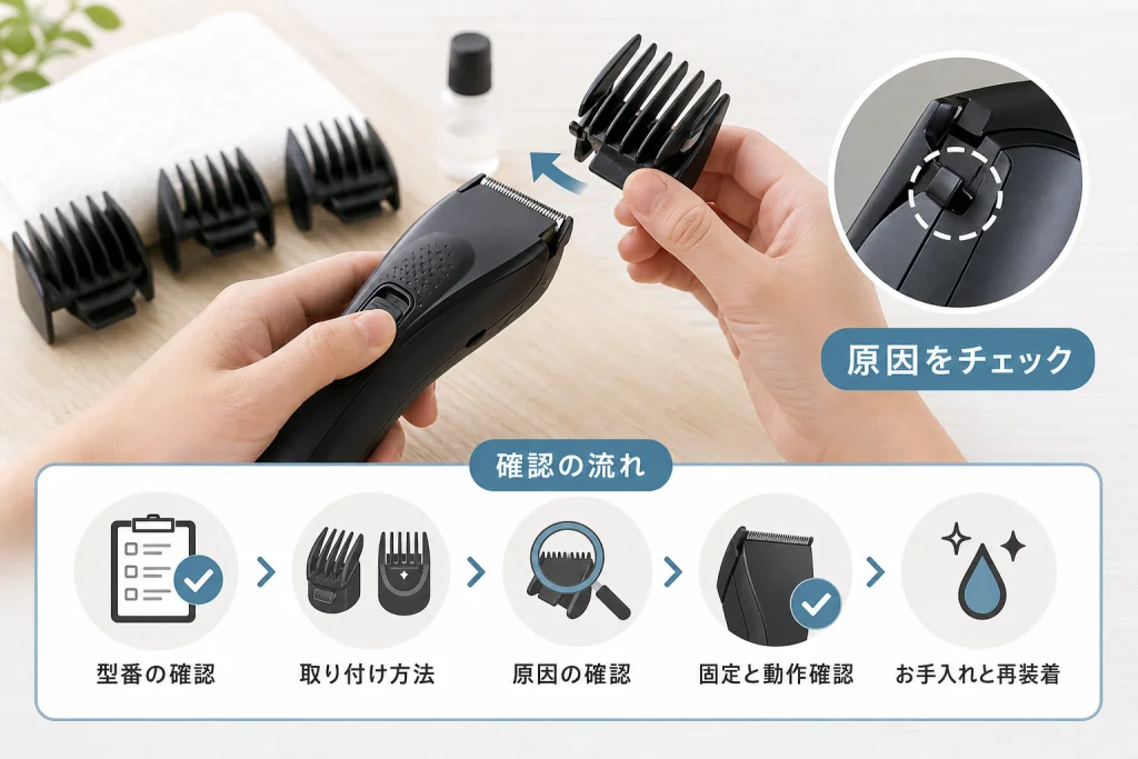 アタッチメントがはまらないときの原因と確認順