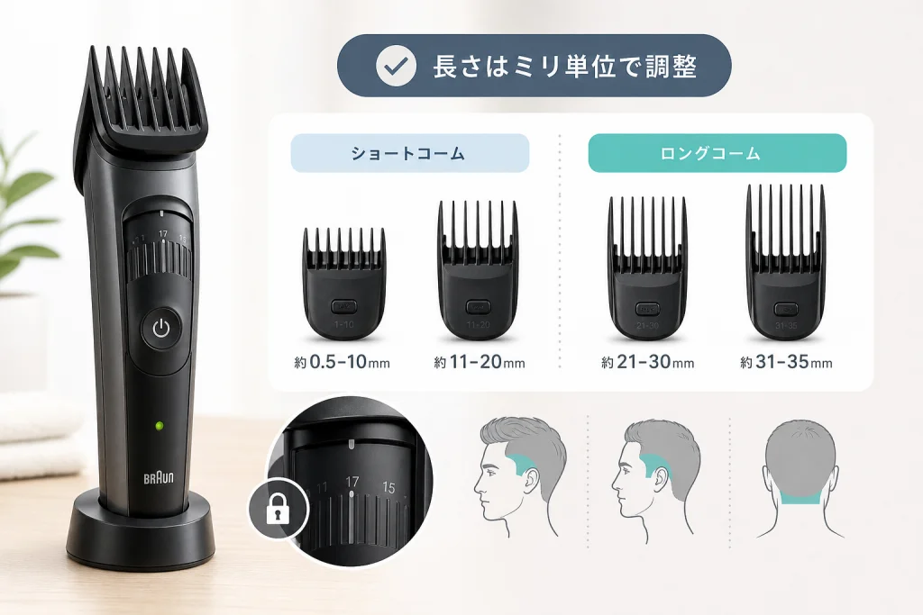 ショートとロングは、希望するミリ数で選ぶ