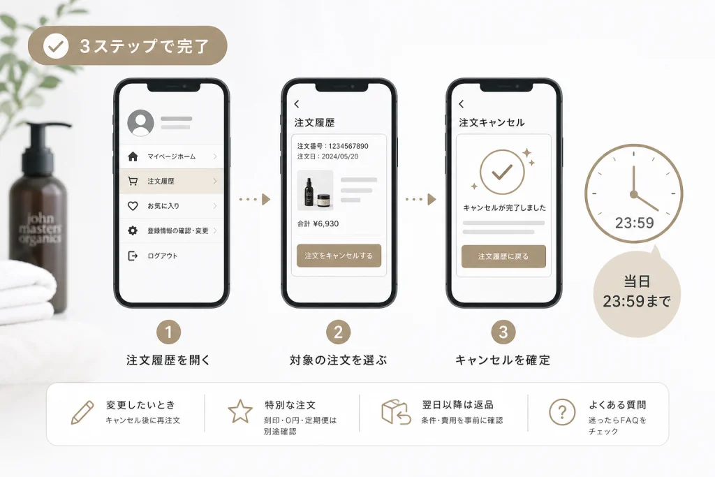 マイページから注文をキャンセルする手順