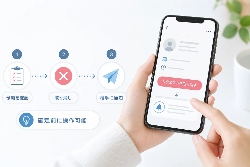 メッセージ画面から予約リクエストを取り消す手順
