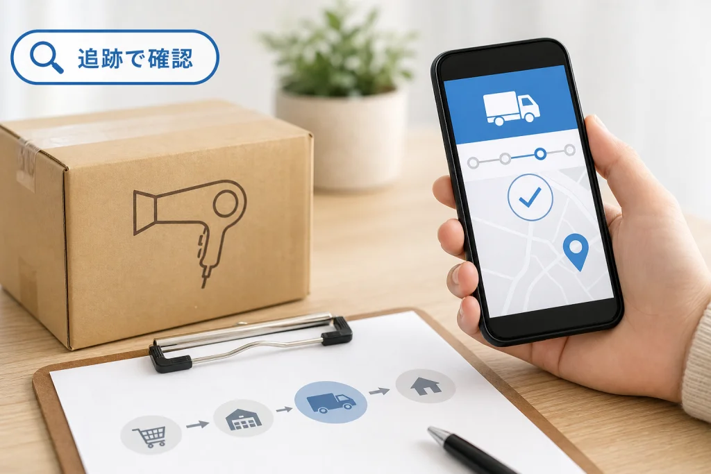 出荷後は発送通知の伝票番号でドライヤーを追跡する