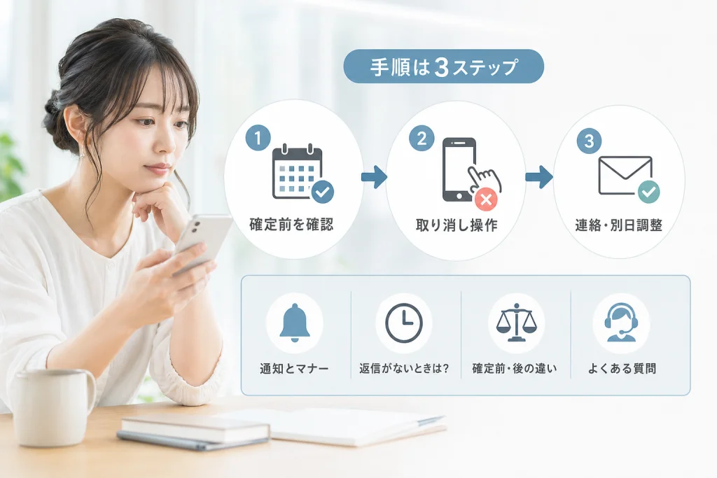 取り消しの連絡と、別日を希望する場合の進め方