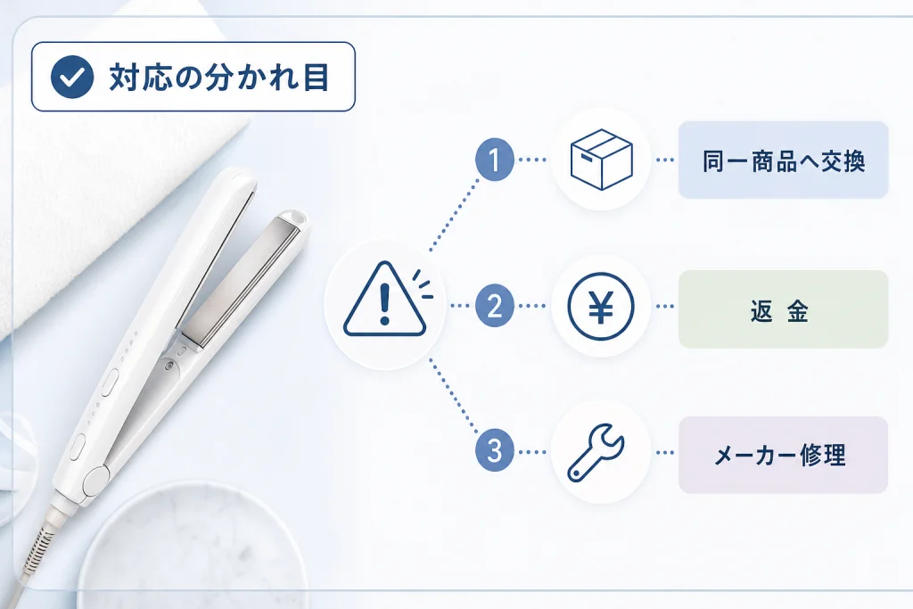 同一商品への交換、返金、メーカー修理の分かれ目