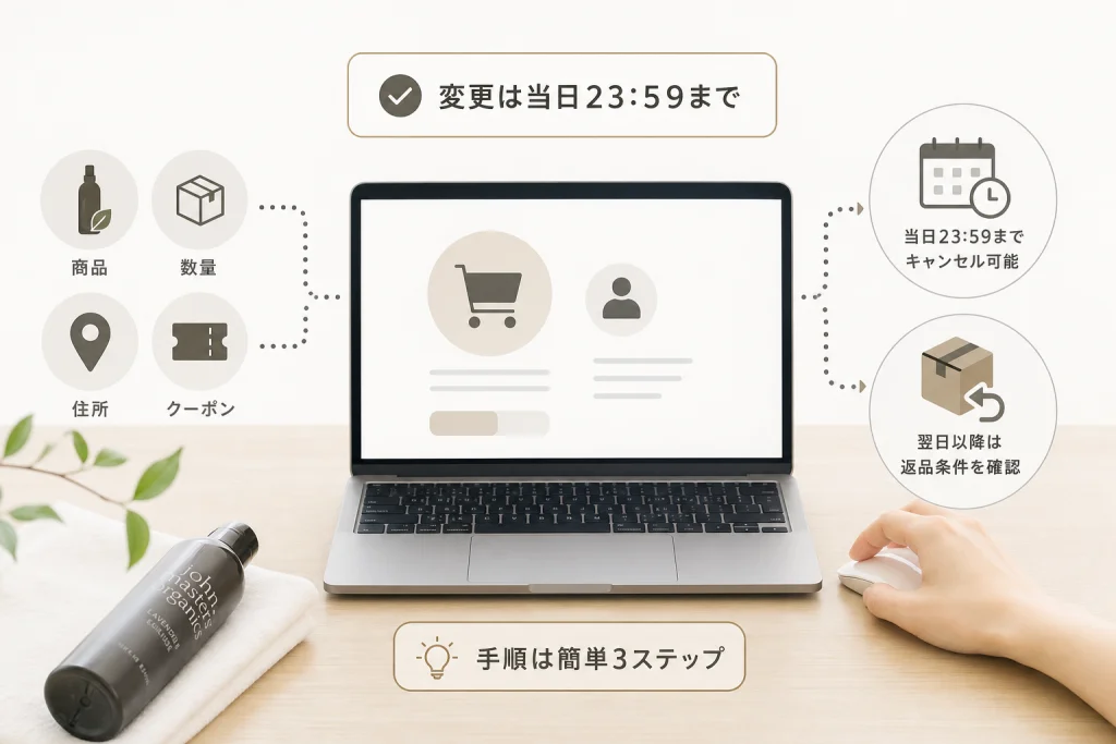 商品・数量・住所・クーポンを変更したいときの対処