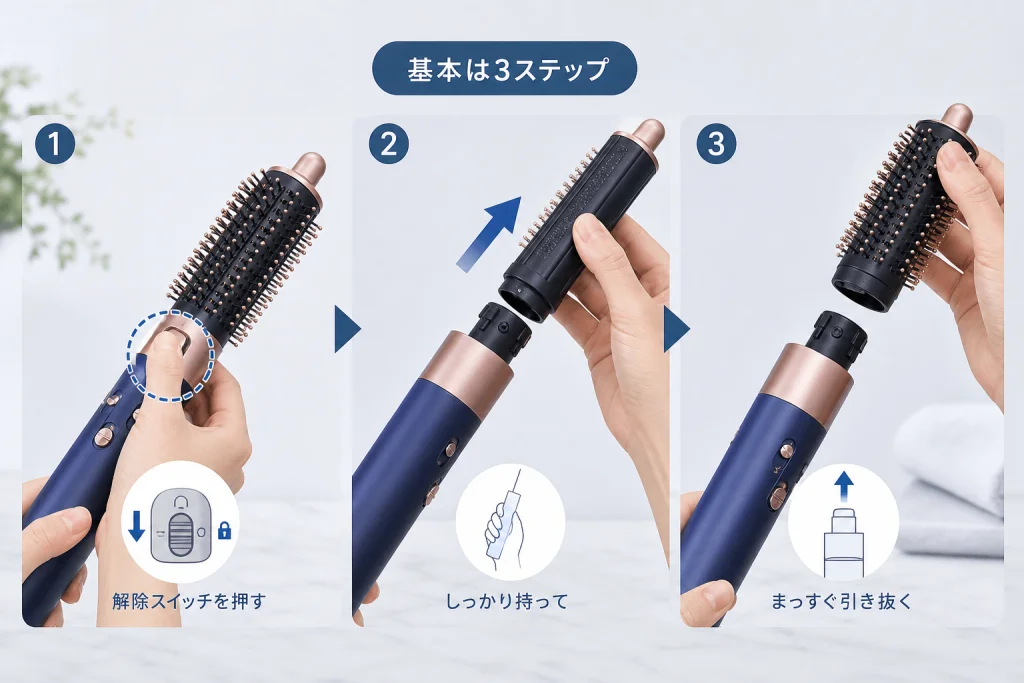解除スイッチはどこ？持ち方と抜く方向を確認する