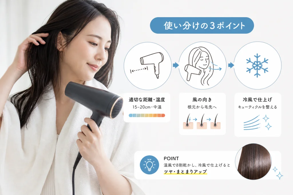 距離・温度・冷風はどう使い分ける？