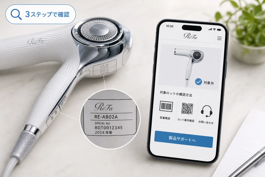 ReFaのドライヤーはメーカー告知でどう確認する？